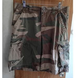 Vintage Camo Cargo Shorts Mens Cotton Utility Military Y2K Streetwear Sz 34
